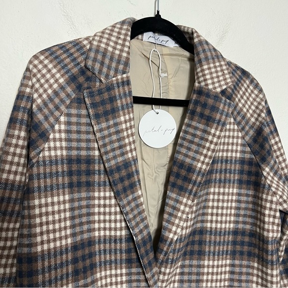 NWT Petal & Pup Plaid Long Midlength Coat Brown & Blue - Picture 6 of 11